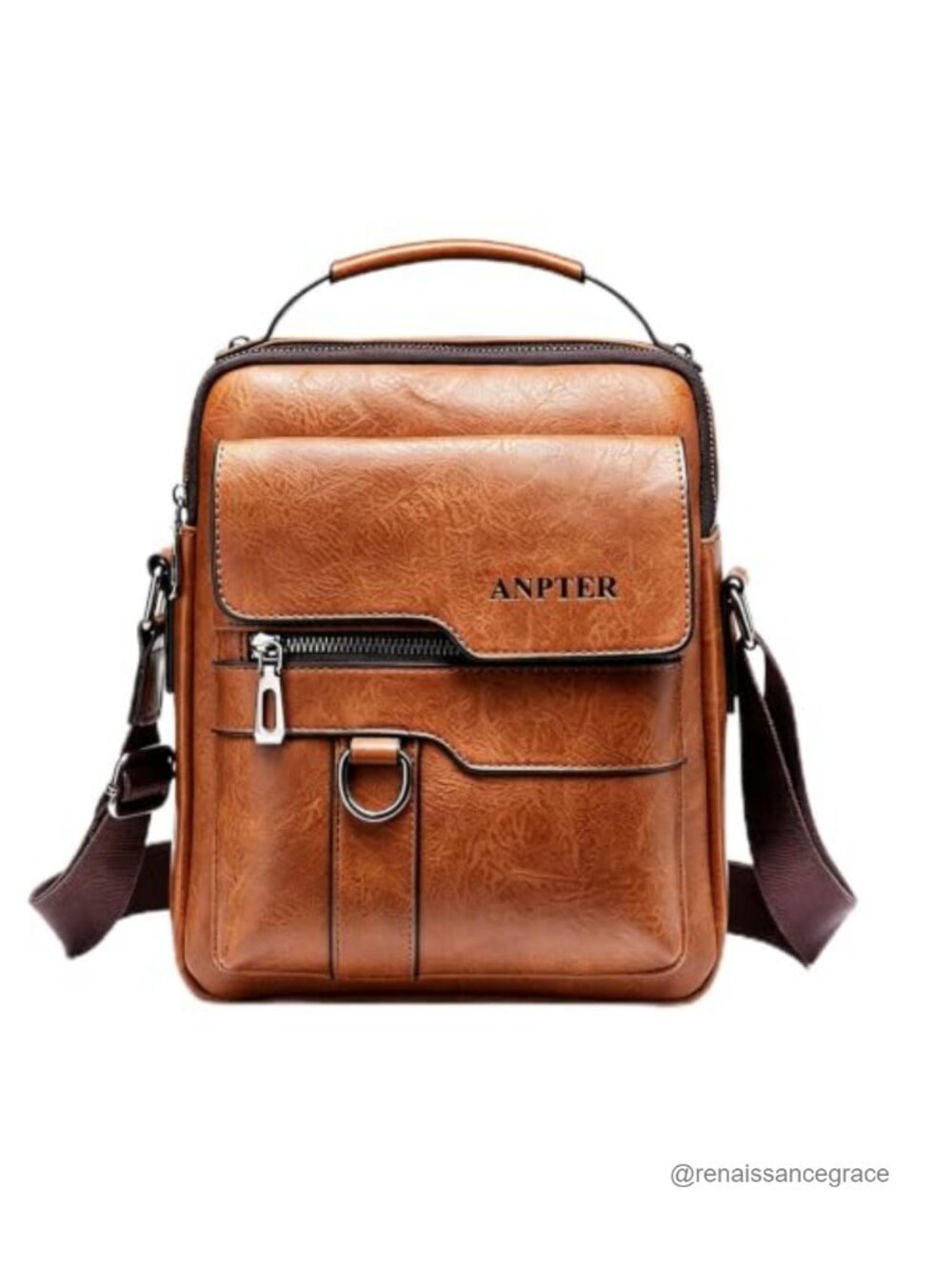 Men's PU Leather Messenger Bag Crossbody Shoulder Satchel with Adjustable Strap